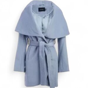 Tahari Wool Hooded Wrap Coat with Belt